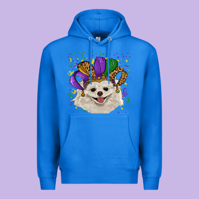 Mardi Gras White Pomeranian With Hat Premium Hoodie Designed By Ranaportraitstore