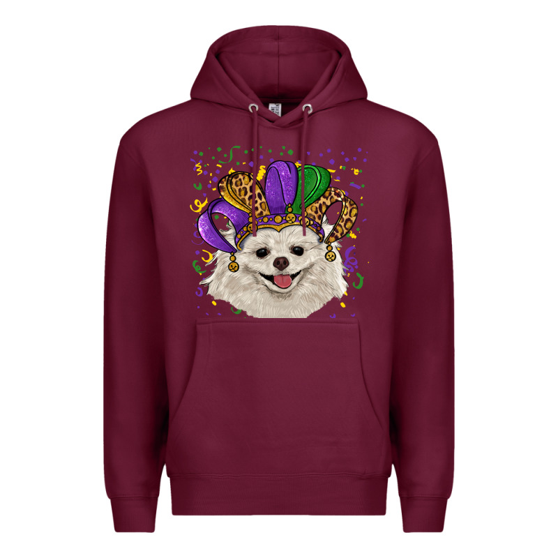 Mardi Gras White Pomeranian With Hat Premium Hoodie by RanaPortraitStore | Teevron
