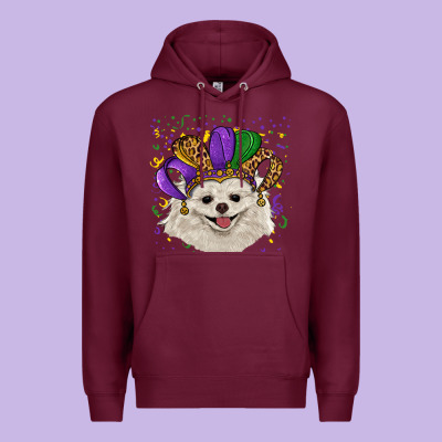 Mardi Gras White Pomeranian With Hat Premium Hoodie Designed By Ranaportraitstore