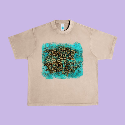 Leopard Turquoise Urban Heavy Tee Designed By Ranaportraitstore