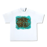 White leopard turquoise Urban Heavy Tee - RanaPortraitStore