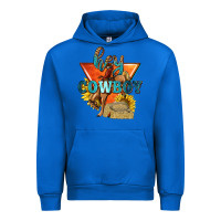 Cobalt hey cowboy with sunflowers Urban Hoodie - texasbilliewilder
