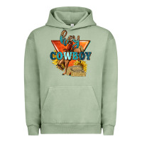 Pigment Oil Green hey cowboy with sunflowers Urban Hoodie - texasbilliewilder