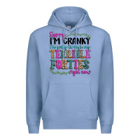 Colony Blue sorry im cranky im going through my terrible forti Premium Hoodie - texasbilliewilder