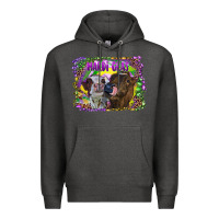 Charcoal Heather Mardi Gras Heifers Premium Hoodie - RanaPortraitStore