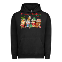Pigment Black merry christmas gingerbread coffee cups Urban Hoodie - Zillion Design Studio