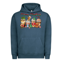 Pigment Midnight Navy merry christmas gingerbread coffee cups Urban Hoodie - Zillion Design Studio