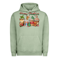 Pigment Oil Green merry christmas gingerbread coffee cups Urban Hoodie - Zillion Design Studio