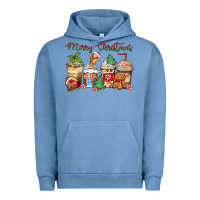 Pigment Pebble Blue merry christmas gingerbread coffee cups Urban Hoodie - Zillion Design Studio