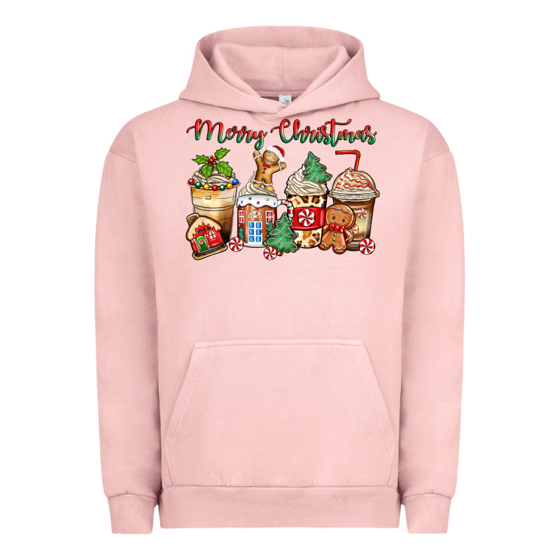 Merry Christmas Gingerbread Coffee Cups Urban Hoodie by Zillion Design Studio | Teevron