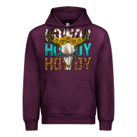 Mauve Wine howdy howdy howdy western bull skull Urban Hoodie - texasbilliewilder