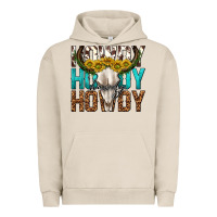 Pigment French Oak howdy howdy howdy western bull skull Urban Hoodie - texasbilliewilder