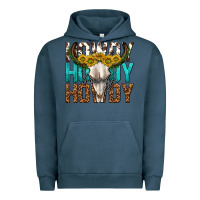 Pigment Midnight Navy howdy howdy howdy western bull skull Urban Hoodie - texasbilliewilder