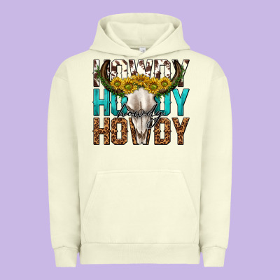 Urban Hoodie howdy howdy howdy western bull skull