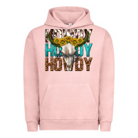 Pigment Salmon howdy howdy howdy western bull skull Urban Hoodie - texasbilliewilder