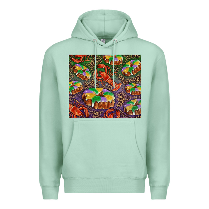Mardi Gras King Cake And Crawfish Premium Hoodie by RanaPortraitStore | Teevron