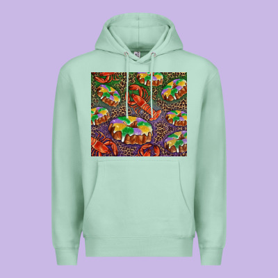 Mardi Gras King Cake And Crawfish Premium Hoodie Designed By Ranaportraitstore