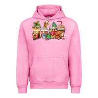 Fuchsia Pink christmas gingerbread coffee cups Urban Hoodie - Zillion Design Studio