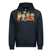 Navy christmas gingerbread coffee cups Urban Hoodie - Zillion Design Studio