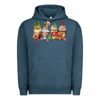 Pigment Midnight Navy christmas gingerbread coffee cups Urban Hoodie - Zillion Design Studio