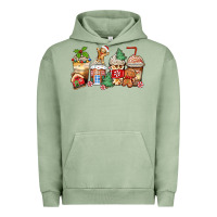 Pigment Oil Green christmas gingerbread coffee cups Urban Hoodie - Zillion Design Studio