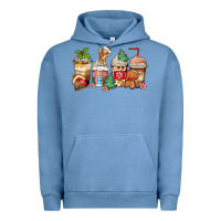 Pigment Pebble Blue christmas gingerbread coffee cups Urban Hoodie - Zillion Design Studio