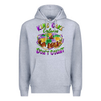 Heather Grey mardi gras king cake calories don't count Premium Hoodie - RanaPortraitStore