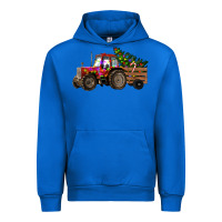 Cobalt Christmas Farm Tractor Urban Hoodie - RanaPortraitStore