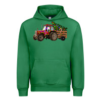 Emerald Christmas Farm Tractor Urban Hoodie - RanaPortraitStore