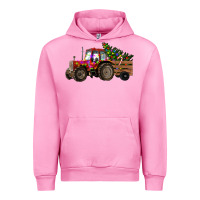 Fuchsia Pink Christmas Farm Tractor Urban Hoodie - RanaPortraitStore
