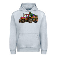 Heather Grey Christmas Farm Tractor Urban Hoodie - RanaPortraitStore