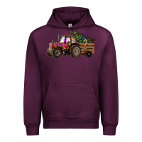 Mauve Wine Christmas Farm Tractor Urban Hoodie - RanaPortraitStore