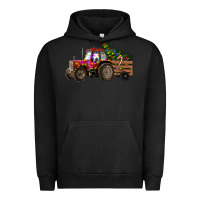 Pigment Black Christmas Farm Tractor Urban Hoodie - RanaPortraitStore