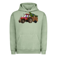 Pigment Oil Green Christmas Farm Tractor Urban Hoodie - RanaPortraitStore