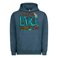 Pigment Midnight Navy living on lake time Urban Hoodie - texasbilliewilder