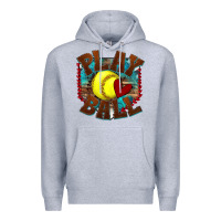 Heather Grey play ball softball Premium Hoodie - texasbilliewilder