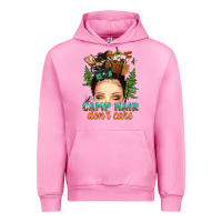 Fuchsia Pink messy bun camp hair dont care Urban Hoodie - texasbilliewilder