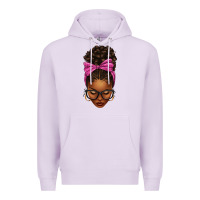 Lilac afro messy bun pink leopard bow Premium Hoodie - texasbilliewilder