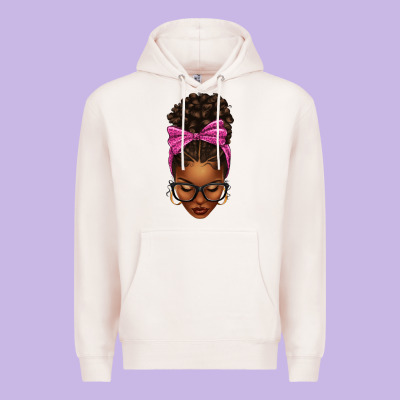 Afro Messy Bun Pink Leopard Bow Premium Hoodie Designed By Texasbilliewilder