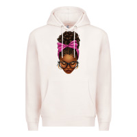 Pale Pink afro messy bun pink leopard bow Premium Hoodie - texasbilliewilder