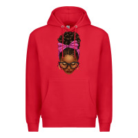 Red afro messy bun pink leopard bow Premium Hoodie - texasbilliewilder