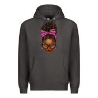 Smoke afro messy bun pink leopard bow Premium Hoodie - texasbilliewilder