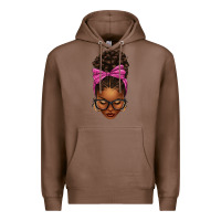 Chestnut afro messy bun pink leopard bow Premium Hoodie - texasbilliewilder