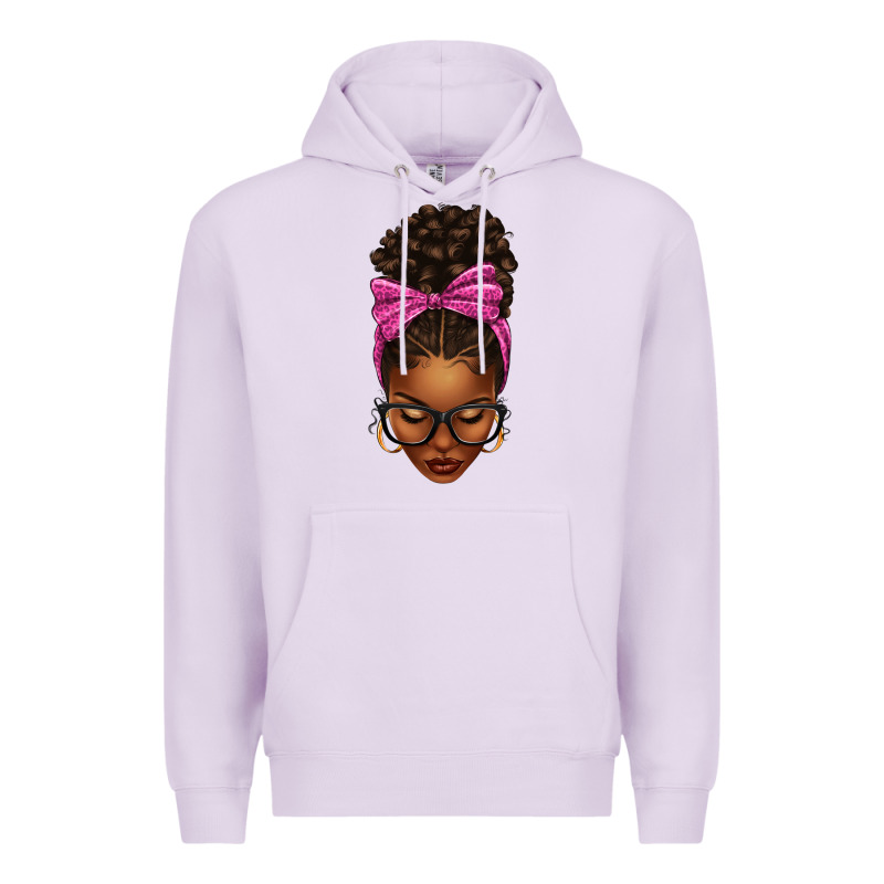 Afro Messy Bun Pink Leopard Bow Premium Hoodie by texasbilliewilder | Teevron