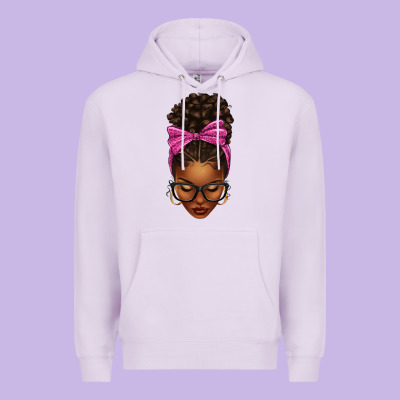 Afro Messy Bun Pink Leopard Bow Premium Hoodie Designed By Texasbilliewilder