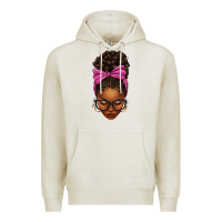Oatmeal Heather afro messy bun pink leopard bow Premium Hoodie - texasbilliewilder