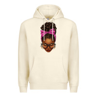 Sandshell afro messy bun pink leopard bow Premium Hoodie - texasbilliewilder