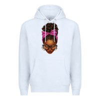White afro messy bun pink leopard bow Premium Hoodie - texasbilliewilder