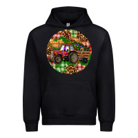 Black Christmas Farm Red Tractor Urban Hoodie - RanaPortraitStore