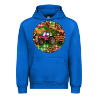 Cobalt Christmas Farm Red Tractor Urban Hoodie - RanaPortraitStore